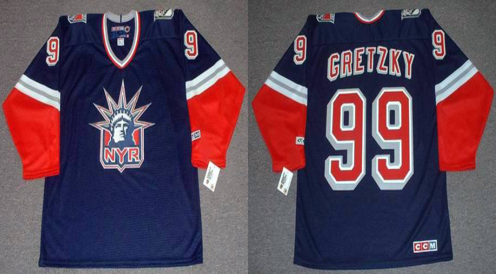 2019 Men New York Rangers 99 Gretzky blue CCM NHL jerseys